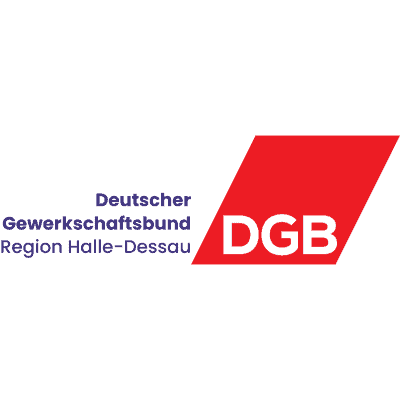 Logo des DGB, deutscher Gewerkschaftsbund Region Halle-Dessau